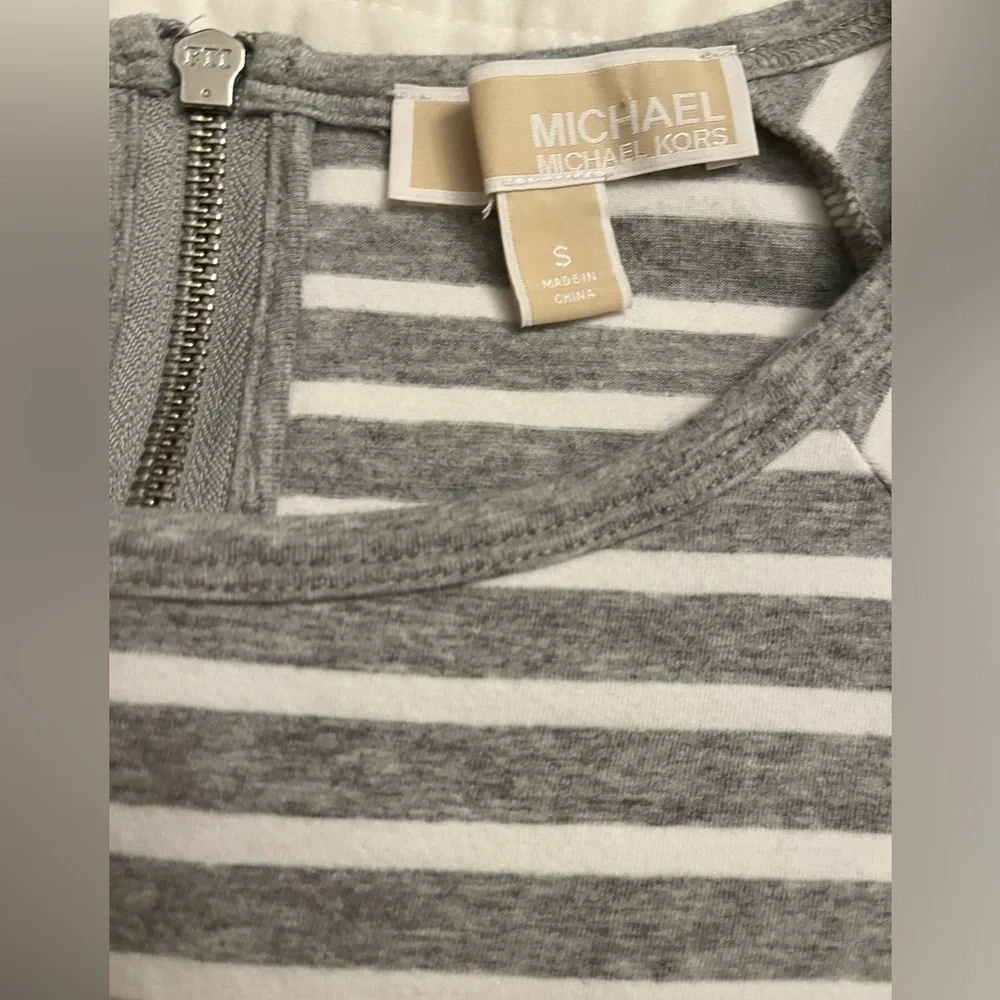 Michael Kors grey and white striped tshirt dress